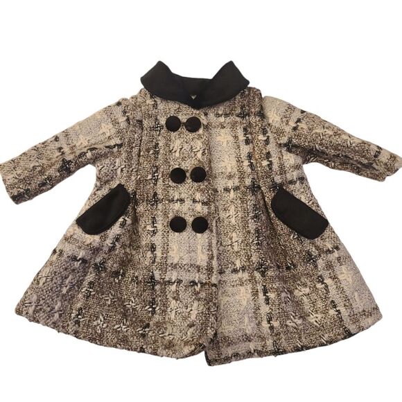 18" Doll Coat Double-Breasted Tweed Velvet American Girl & Our Generation Dolls - Picture 1 of 13